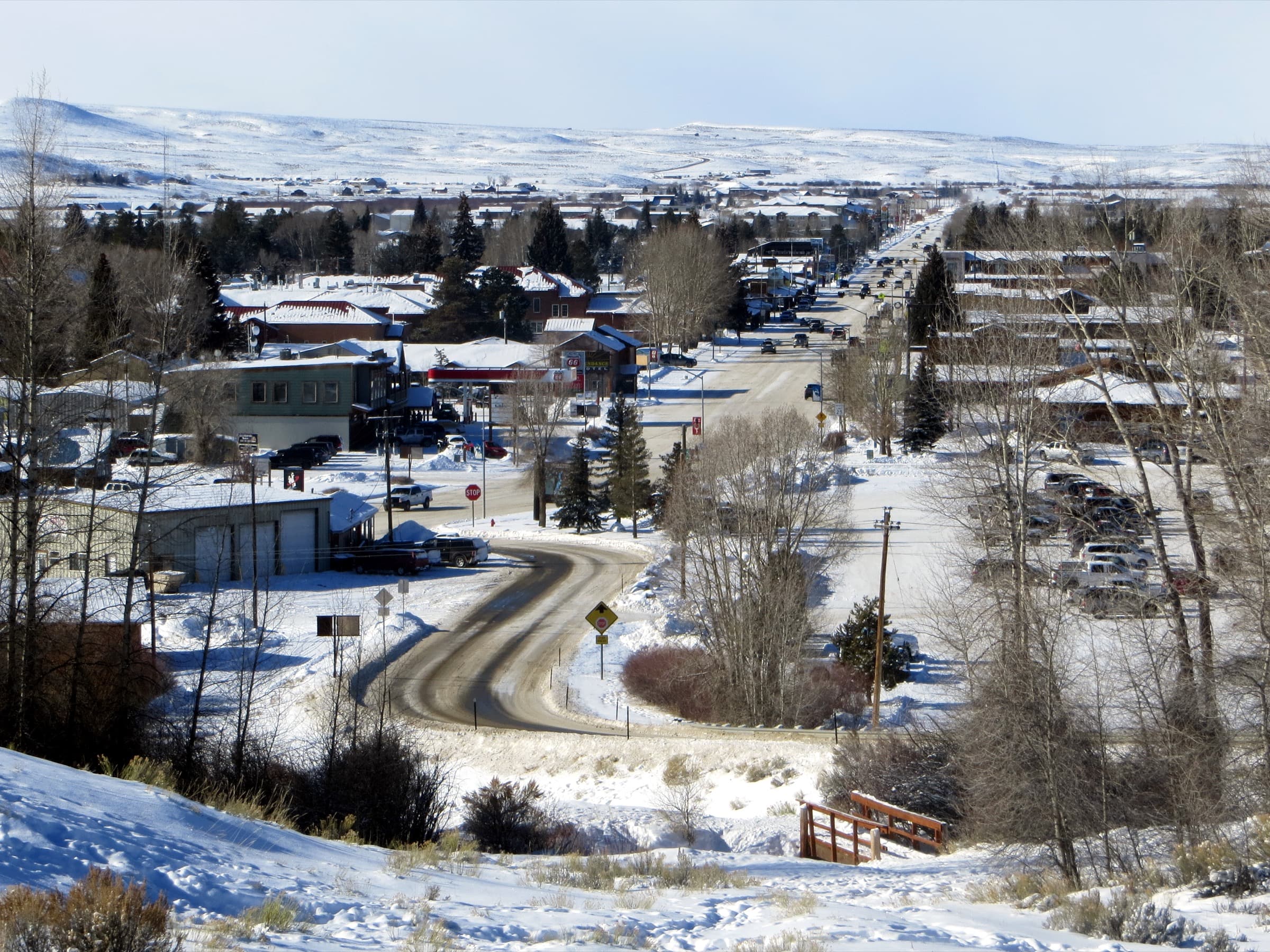 Pinedale in winter from the east side of town, December 2016.